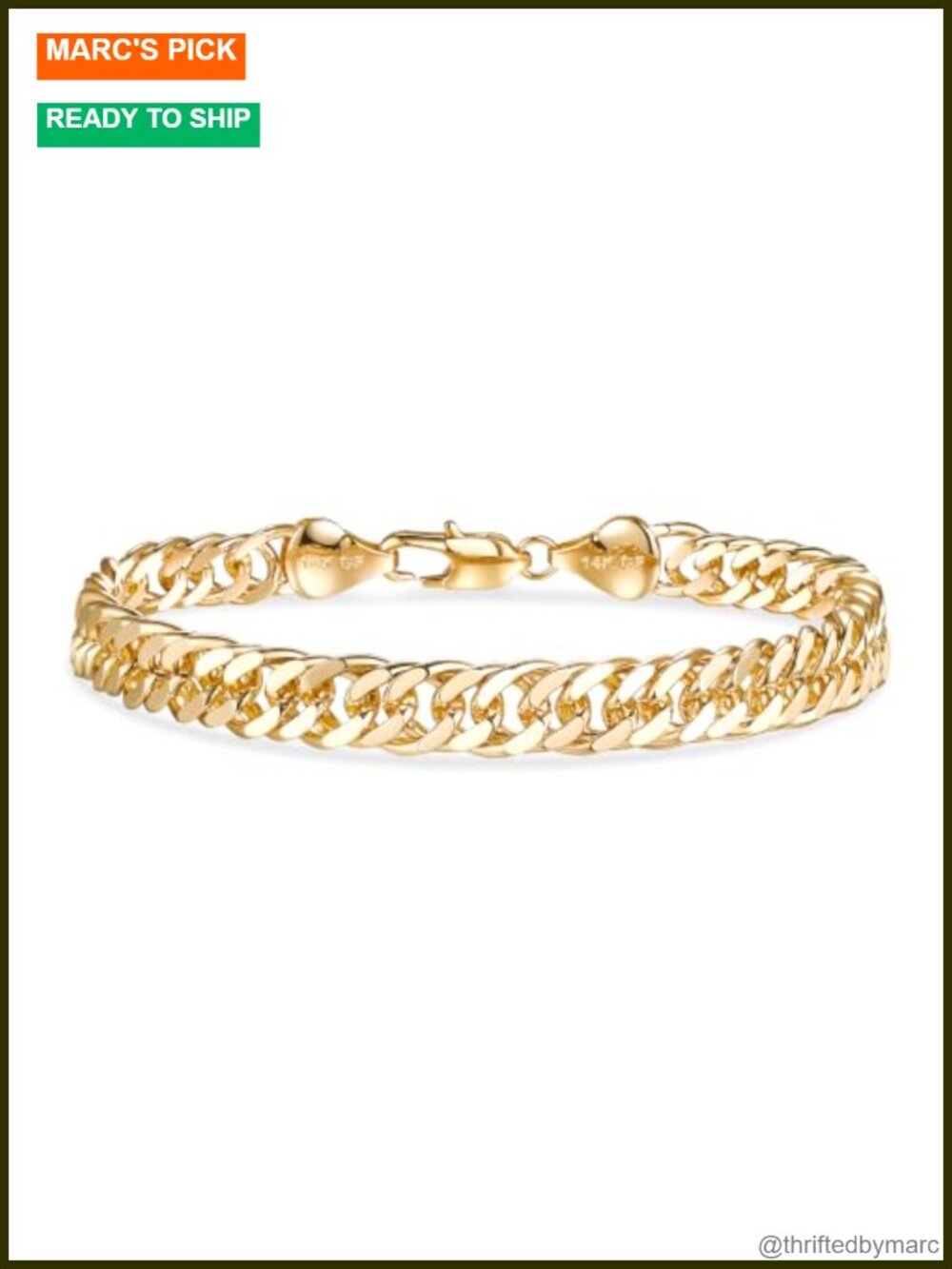 8mm Tight Cuban Link Bracelet 14K Gold Miami Curb Chain Non Tarnish